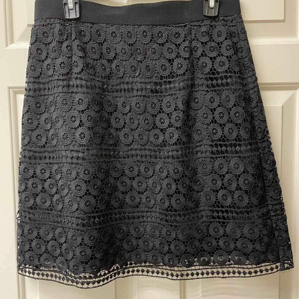 LOFT Black A-Line Lace Skirt